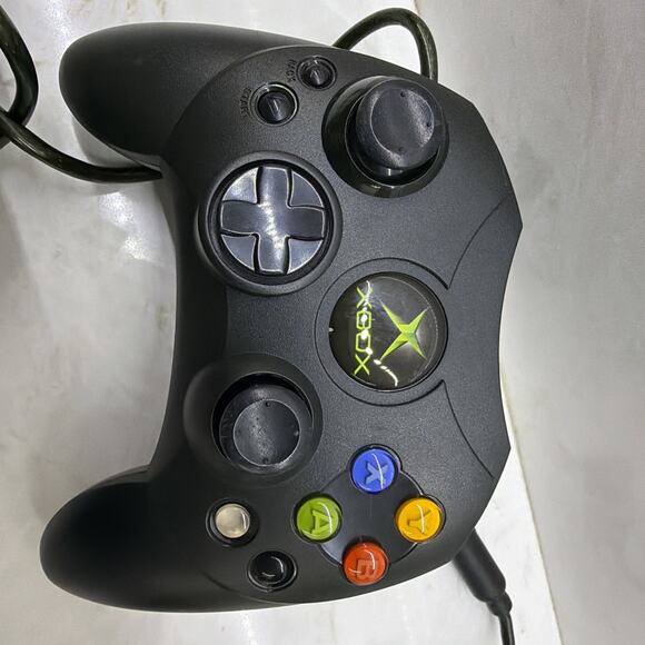 Original Microsoft Xbox S-Type OEM Black Wired Controller With Breakaway Cable - Picture 4 of 9